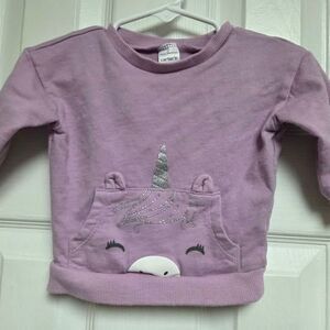Carters 6 month girls purple crewneck sweatshirt w/ front pocket unicorn graphic